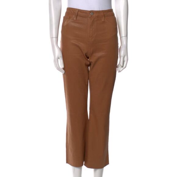 L’Agence Kendra High Rise Cropped Flare Jean Java Coated Cognac Brown 28 - Picture 6 of 11